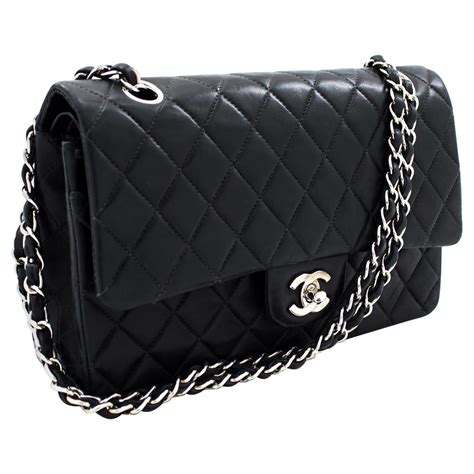 chanel black and silver bag - authentic chanel shoulder bags.